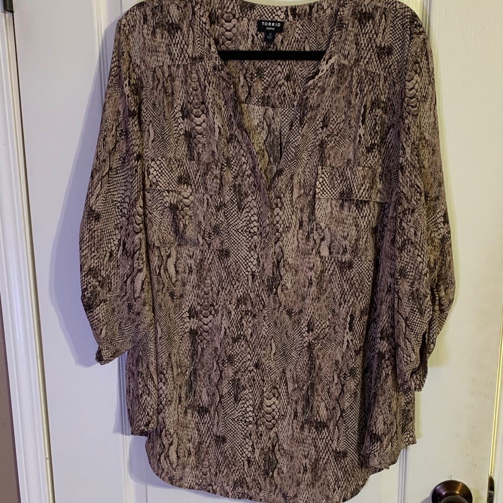 Torrid Beige Snakeskin Blouse